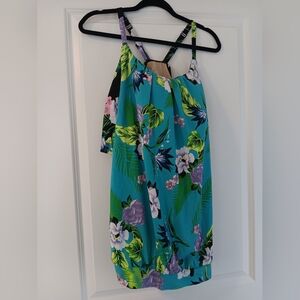 Lane Bryant Size 24 Swim Tankini Top Only Tropical Pattern